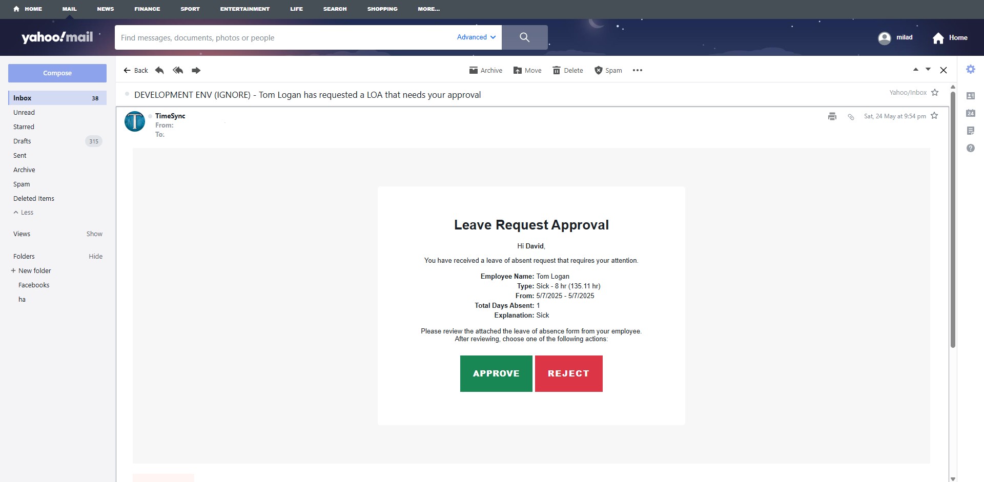 LOA email approval